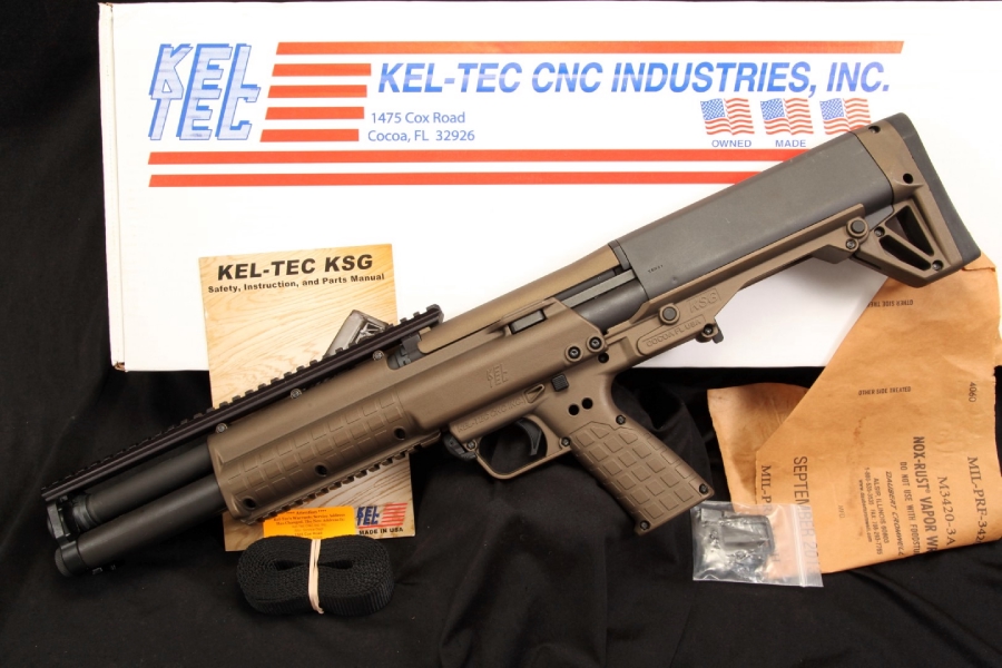 Kel Tec Ksg Bronze 12 Ga Gauge Dual Magazine Tube Pump Defense Shotgun And Box For Sale At 7772